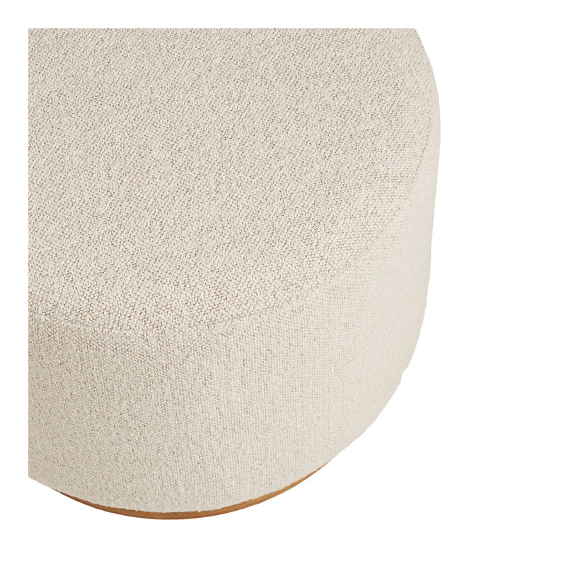 House Nordic - Daisy Puf – Sand Bouclé med Træbase – Ø50 x 41 cm