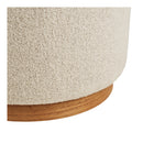 House Nordic - Daisy Puf – Sand Bouclé med Træbase – Ø50 x 41 cm