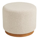 House Nordic - Daisy Puf – Sand Bouclé med Træbase – Ø50 x 41 cm