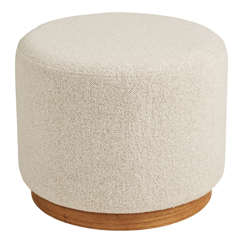 House Nordic - Daisy Puf – Sand Bouclé med Træbase – Ø50 x 41 cm
