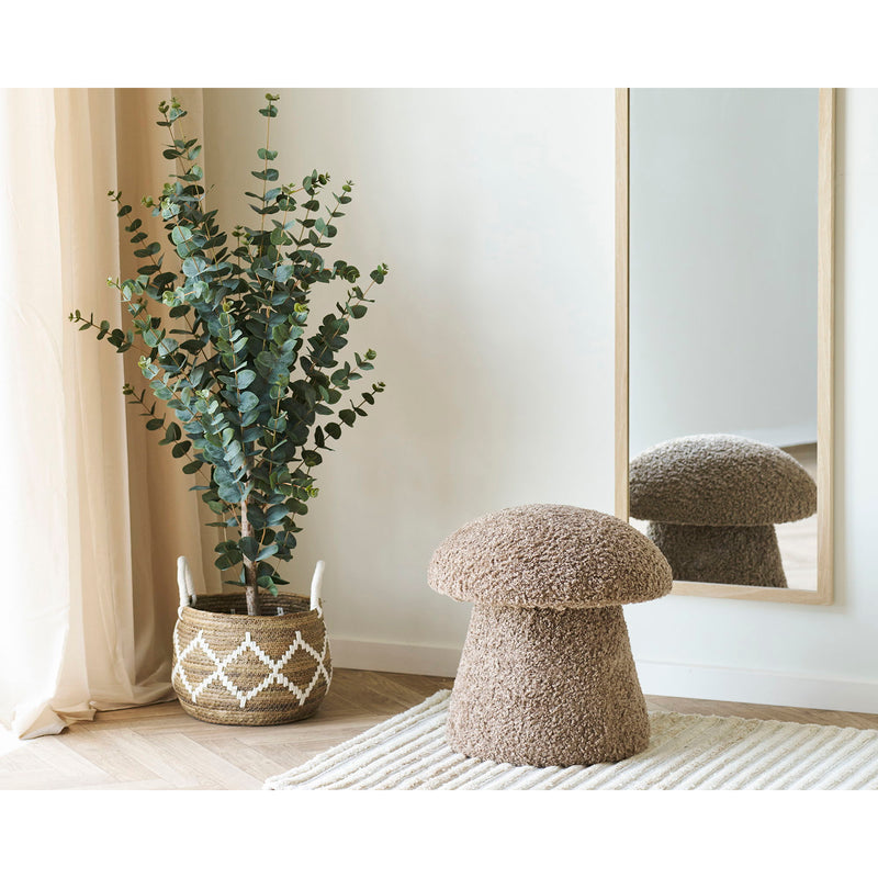 House Nordic - Enna puf – Brun imiteret pels – Ø45×H45 cm