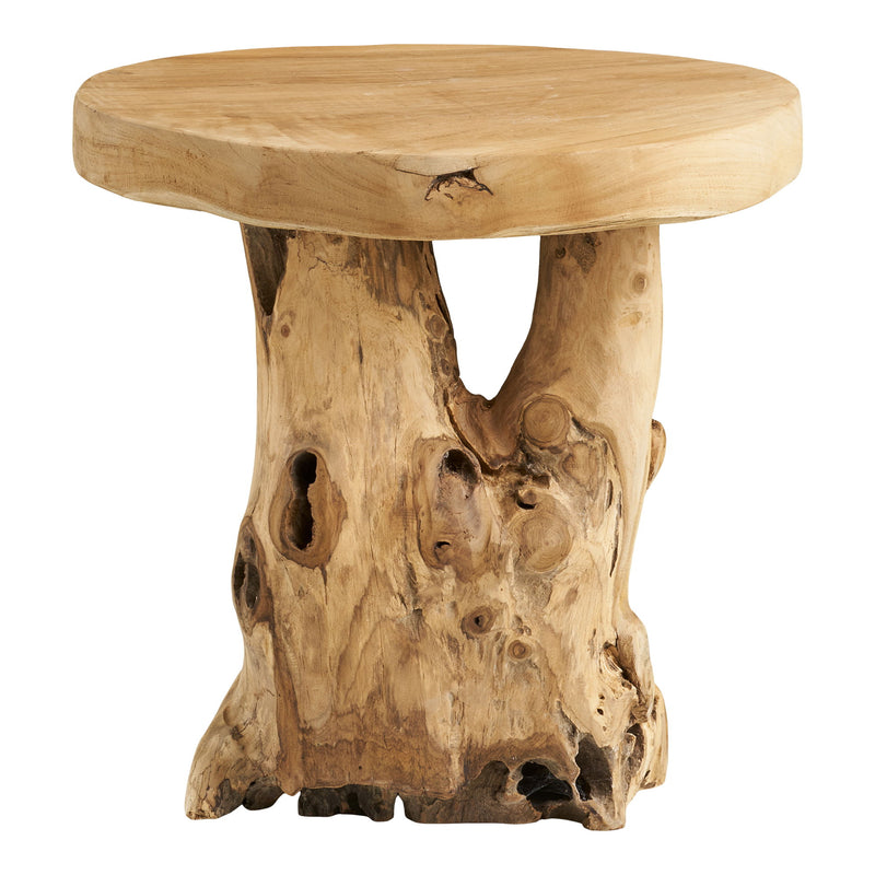 House Nordic - Palena Sidebord – Unikt Håndlavet Teaktræ – Natur – Ø40 x 45 cm