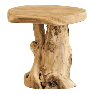 House Nordic - Palena Sidebord – Unikt Håndlavet Teaktræ – Natur – Ø40 x 45 cm