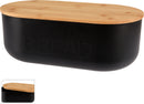 Brødboks m. bambuslåg, sort L25 cm