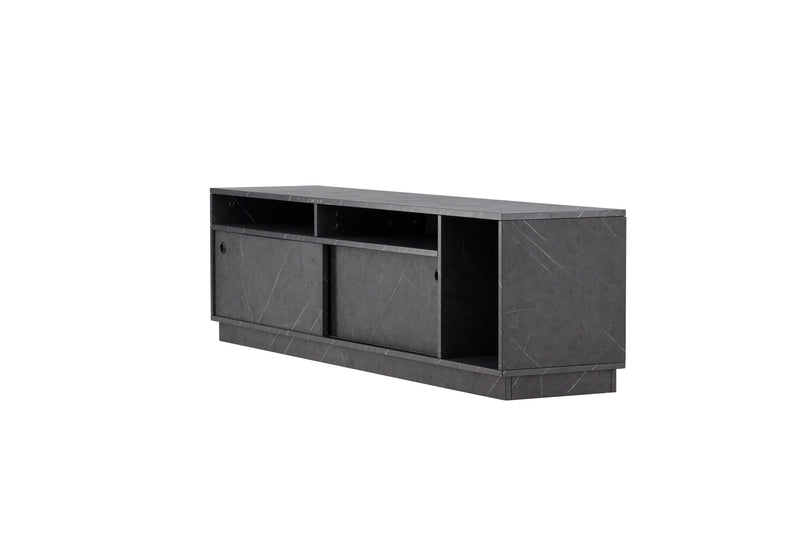 Venture Home - Girona TV-bænk – Sort / Sort melamin – 180×40×50 cm