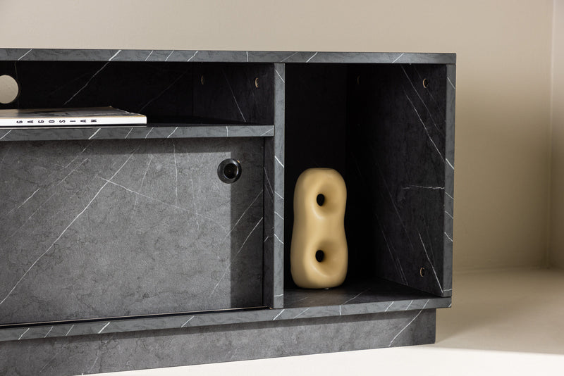 Venture Home - Girona TV-bænk – Sort / Sort melamin – 180×40×50 cm