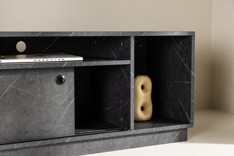 Venture Home - Girona TV-bænk – Sort / Sort melamin – 180×40×50 cm