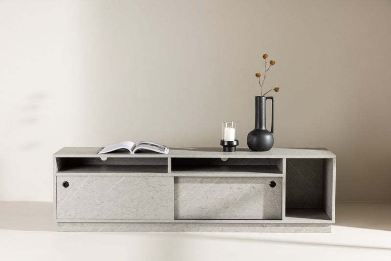 Venture Home Girona TV-bænk – Grå betonlook / Grå melamin – 180×40×50 cm
