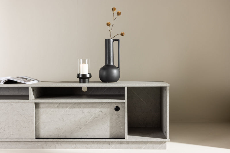 Venture Home Girona TV-bænk – Grå betonlook / Grå melamin – 180×40×50 cm