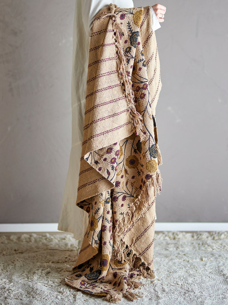 Bloomingville - Eydis Plaid, Natur, Genanvendt Bomuld 160x130 cm