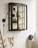 Nordal - CLASSIC vægskab, dobbelt – sort/råhvid – B82 × D21 × H120 cm