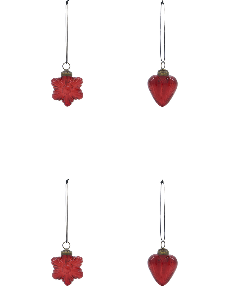 House Doctor Julepynt Heart and Star Rød