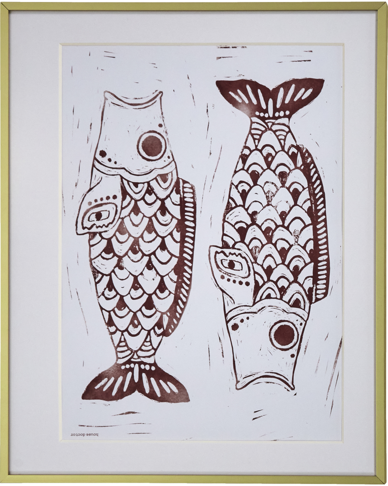 House Doctor Wall art Fish Bordeaux