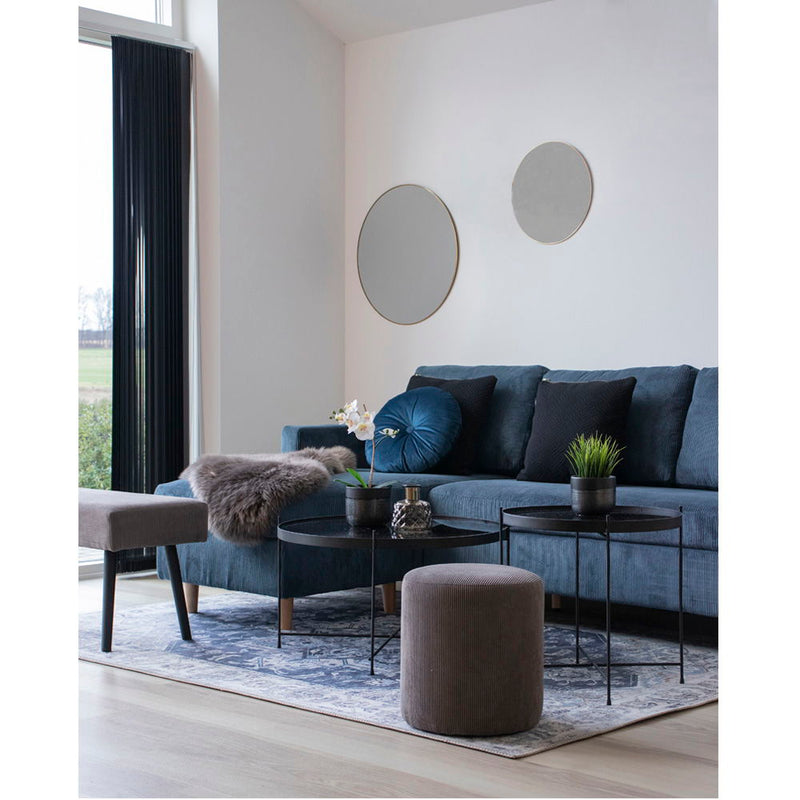 House Nordic - Venezia Sofabord - i sort stål med glas ø48xh48cm