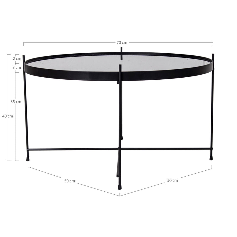 House Nordic - Venezia Sofabord - sort, m. glas, Ø70xH40cm