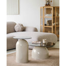 House Nordic - Ravello Sofabord Hærdet Glas/Metal Grå/Beige - Ø70 x 33 cm