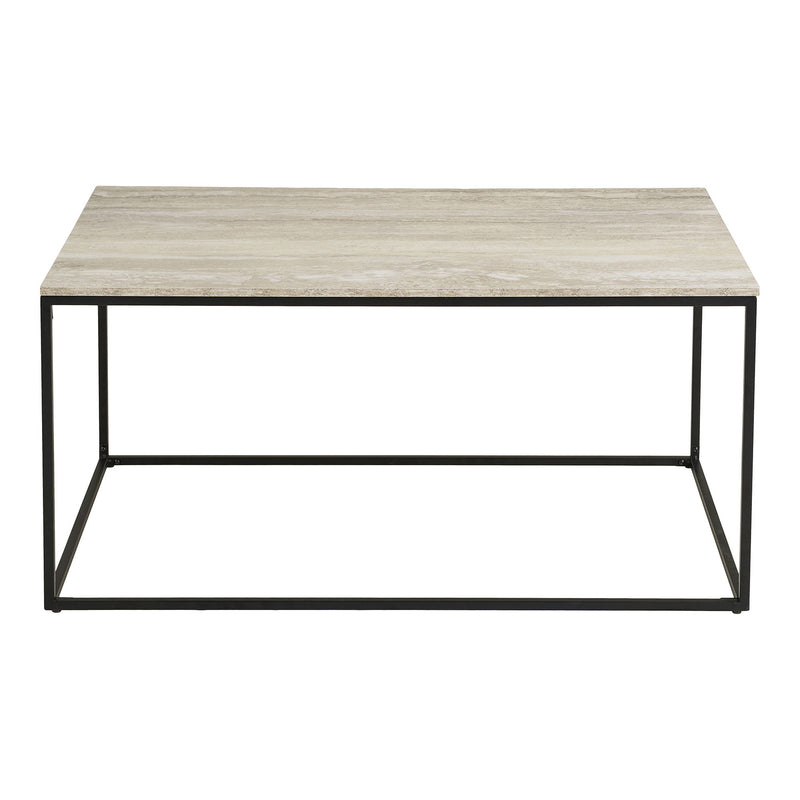 House Nordic Vita sofabord – Travertin look med sort stel – 90×60×45 cm