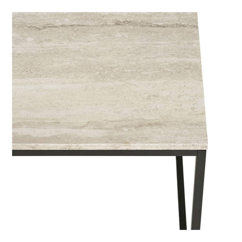 House Nordic Vita sofabord – Travertin look med sort stel – 90×60×45 cm