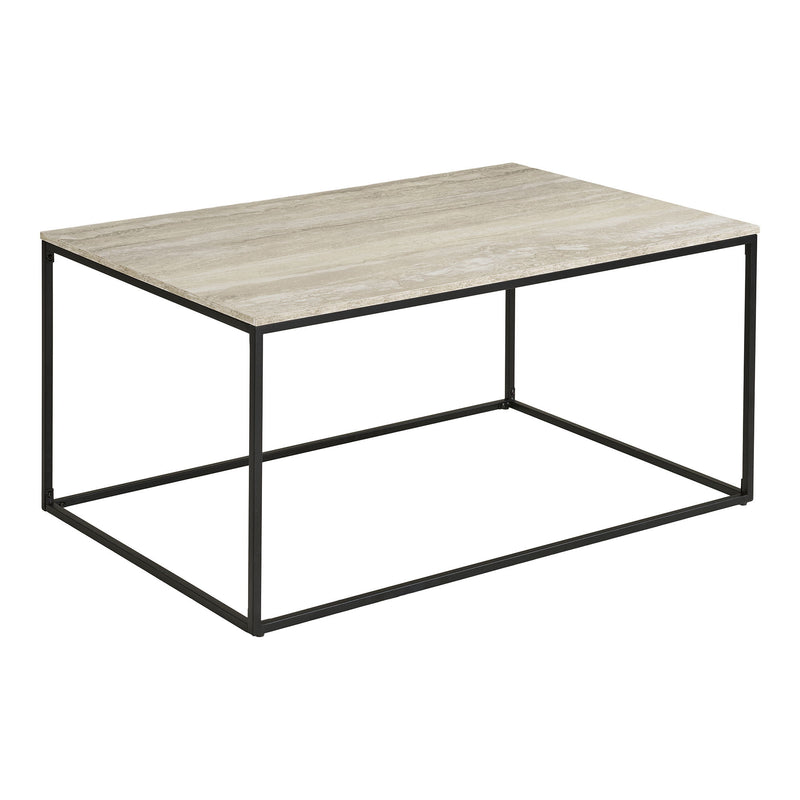 House Nordic Vita sofabord – Travertin look med sort stel – 90×60×45 cm