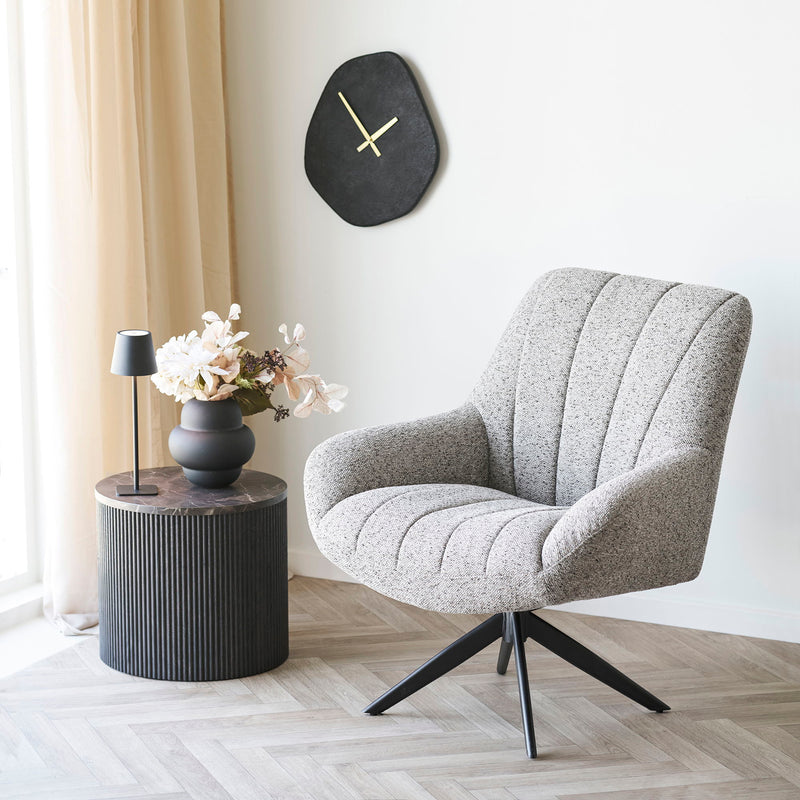 House Nordic - Rota hjørnebord – Marmorlook, mørkebrun – Ø45×H40 cm