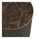 House Nordic - Rota hjørnebord – Marmorlook, mørkebrun – Ø45×H40 cm