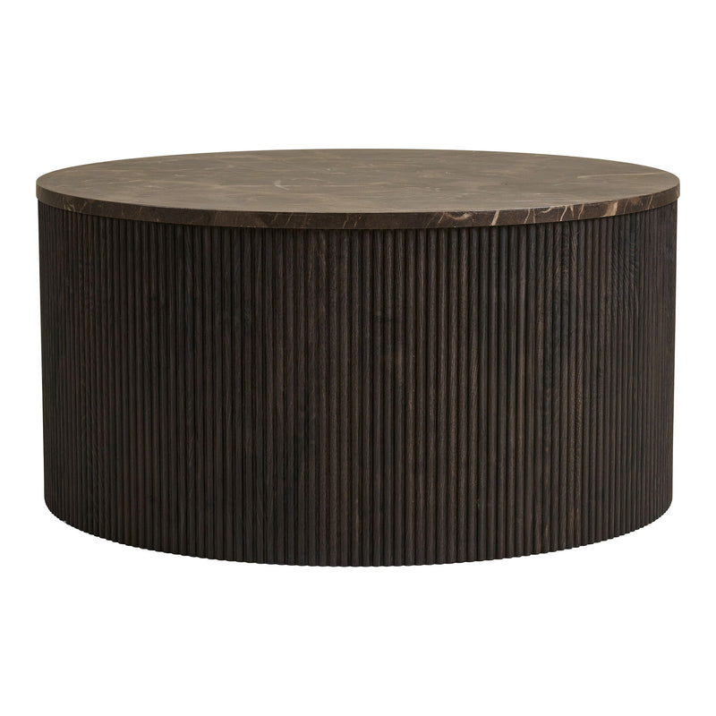 House Nordic - Rota sofabord – Marmorlook, mørkebrun – Ø80×H40 cm