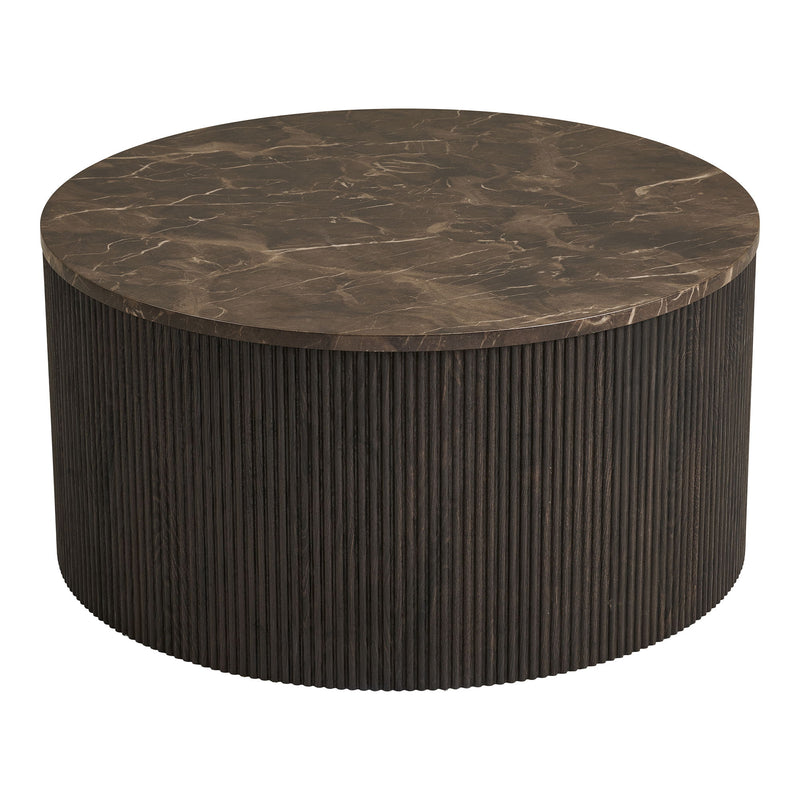 House Nordic - Rota sofabord – Marmorlook, mørkebrun – Ø80×H40 cm