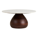 House Nordic - Heide Sofabord, mango træ/marmor, mørkebrun/hvid ø70x35 cm - Bolig og Haven
