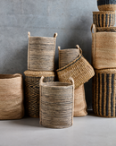 House Doctor - Opbevaringskurve, Dungi, Sort, Natural, sæt af 3 stk.