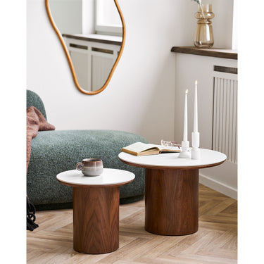 House Nordic - Noli Hjørnebord, Keramisk Bordplade, askefiner - Ø40 x 38 cm