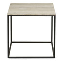 House Nordic Vita hjørnebord – Travertin look med sort stel – Ø45×H45 cm