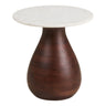 House Nordic - Heide Hjørnebord Marmor/Mangotræ Ø40 cm - Hvid/Mørkebrun - Bolig og Haven