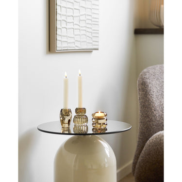 House Nordic - Ravello Hjørnebord, Hærdet Glas/Metal Grå/Beige - Ø40 x 52 cm