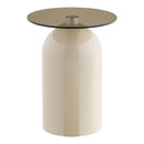 House Nordic - Ravello Hjørnebord, Hærdet Glas/Metal Grå/Beige - Ø40 x 52 cm