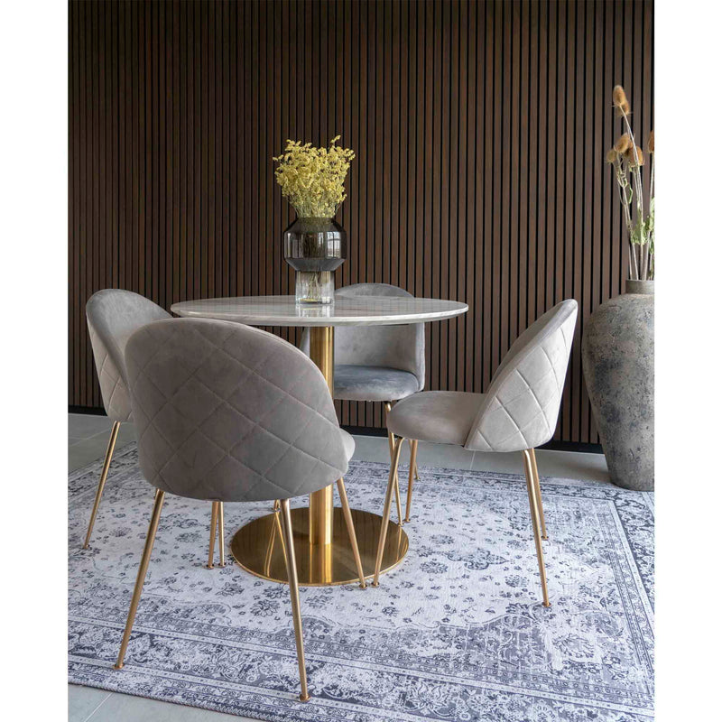 House Nordic - Bolzano Spisebord - I marmor look og ben i messing look, ø90x75cm