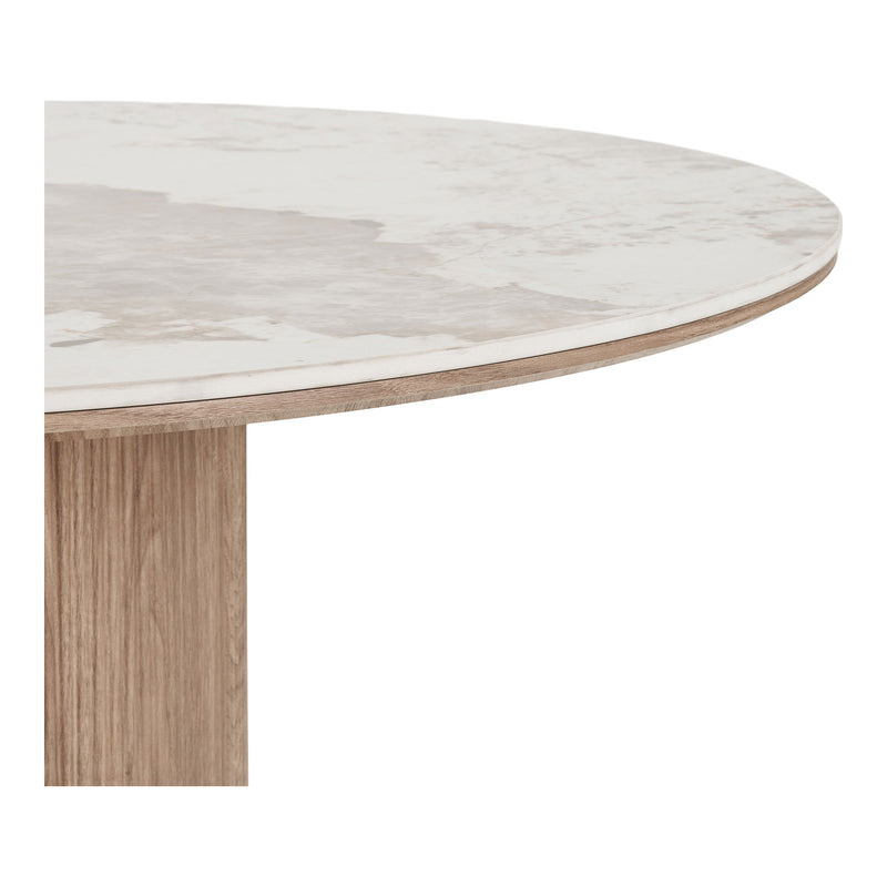 House Nordic – Athens spisebord med hvid keramisk bordplade og mørkebrun base, Ø120cm