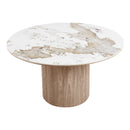 Athens Spisebord, keramik bordplade, hvid/brun, ø140x76 cm