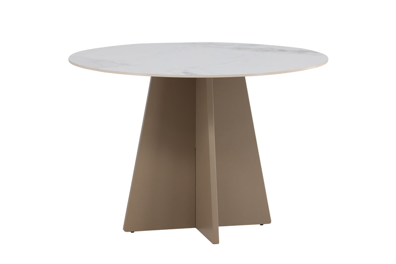 Venture Home - Bootcut Spisebord, ø110x75 cm - Beige/marmor look