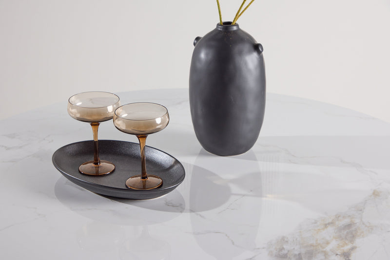 Venture Home - Bootcut Spisebord, ø110x75 cm - Beige/marmor look