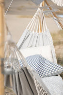 Hængekøje gråblå melange m/off white kvaster