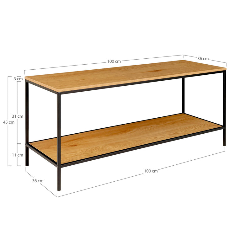 House Nordic - Vita TV-Bænk - egetræslook hylder, 100x36x45 cm
