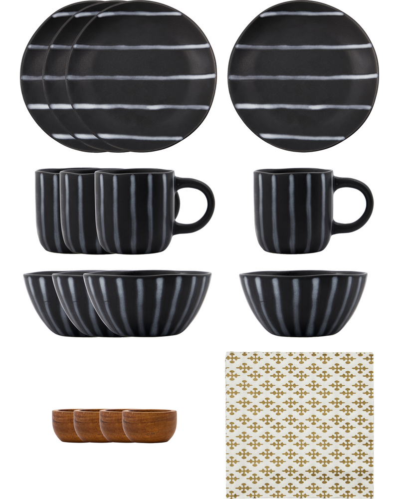 House Doctor Brunch kit Line Sort Brun