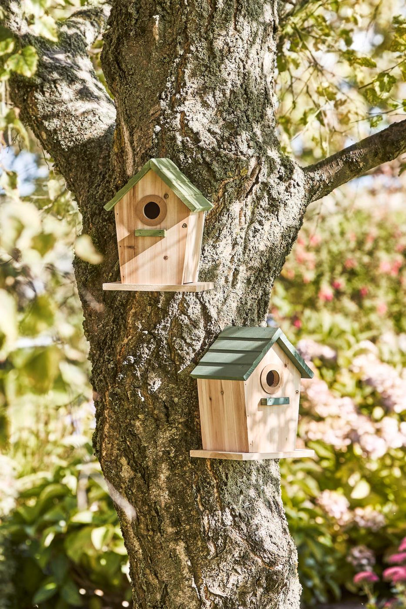 Ib Laursen - Fuglehus naturfarvet m/grønt tag, hul Ø32 mm