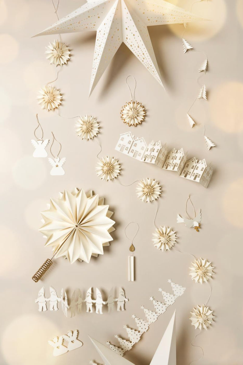 Topstjerne hvid m/messingfarvet holder Stella