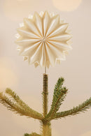 Topstjerne hvid m/messingfarvet holder Stella