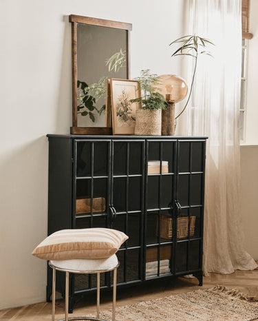 Nordal - DOWNTOWN skab, 4 låger – sort – B120 × D32 × H114 cm