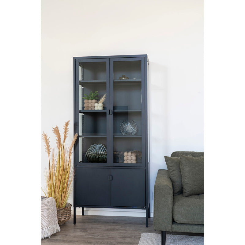 House Nordic - Brisbane Vitrineskab, sort, H180xB80xD35cm