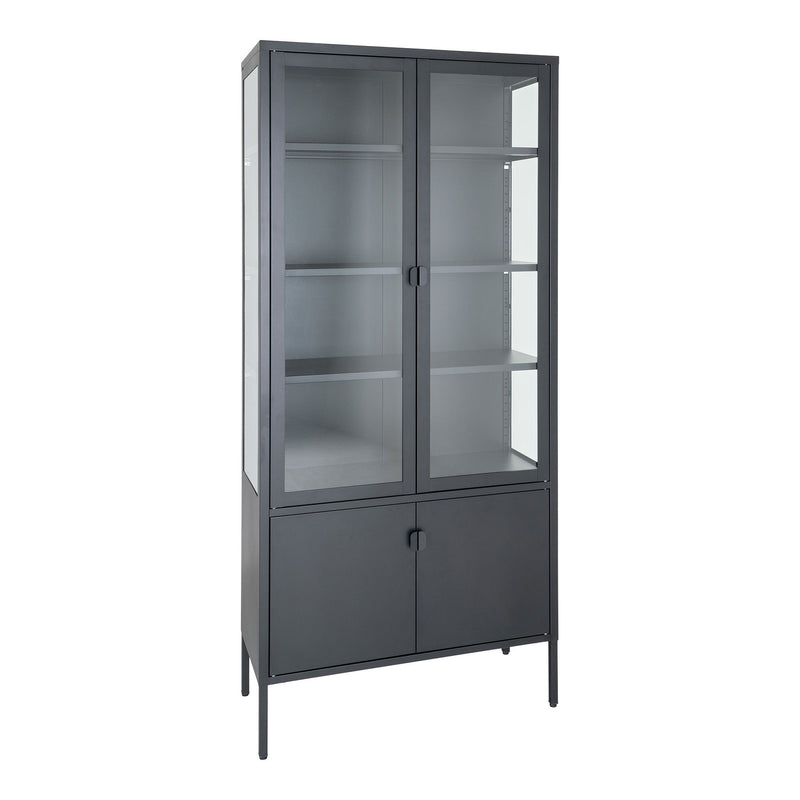 House Nordic - Brisbane Vitrineskab, sort, H180xB80xD35cm