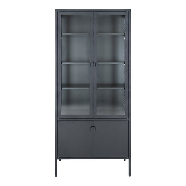 House Nordic - Brisbane Vitrineskab, sort, H180xB80xD35cm - Bolig og Haven