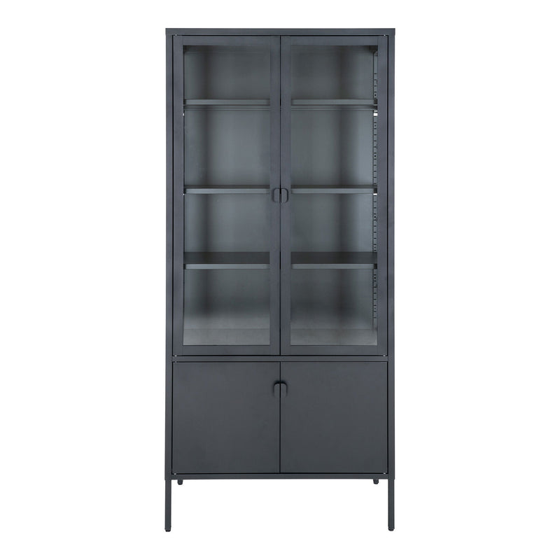 House Nordic - Brisbane Vitrineskab, sort, H180xB80xD35cm